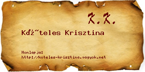 Köteles Krisztina névjegykártya